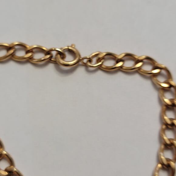 Vintage Gold Tone Pennsylvania Liberty Bell Charm Bracelet Round Disc Pendant - Picture 4 of 10